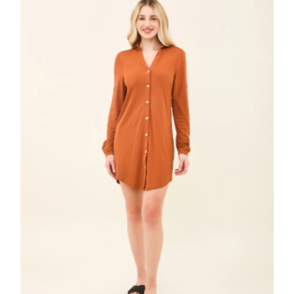 abercrombie and fitch shirt dress & Striped Button Up Soft Lined Dress- Size XL through detail and classic collar neckline Abercrombie & Fitch Barrel Sleeve